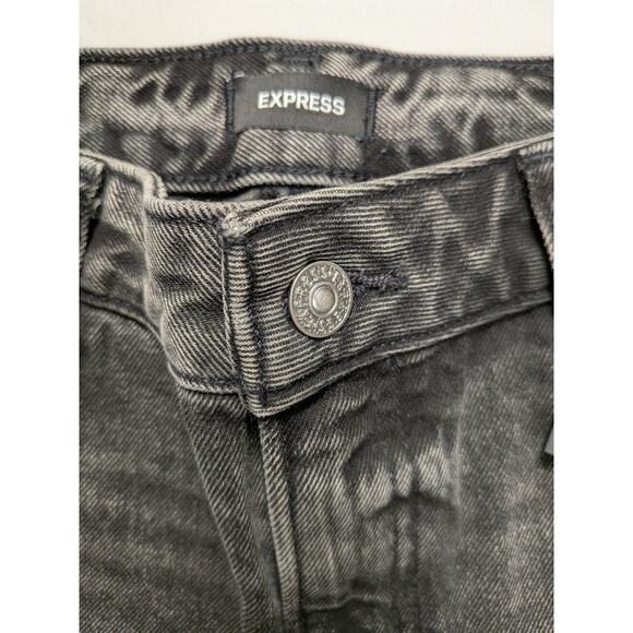 Express Jeans Womens 10 Distressed Black 90's Ankle Boot Mid-Rise Wide $98 NWT - Picture 5 of 12